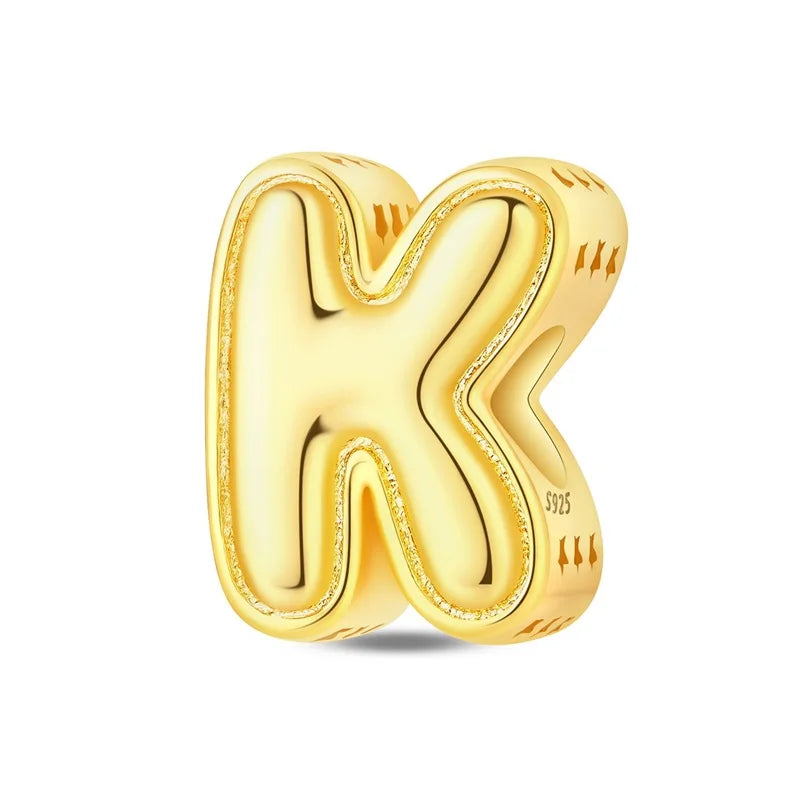 New Hot Sales 925 Sterling Silver 26 Golden Letters Charms Bead Fit Original Bracelet DIY Women Birthday Jewelry Gifts