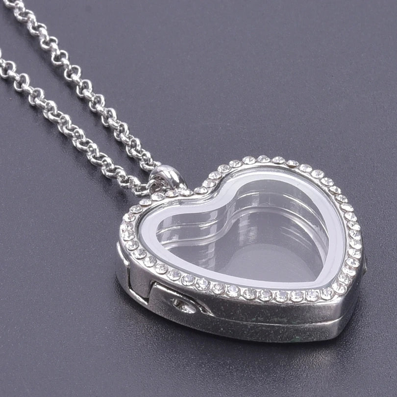 1Pc Trendy Sweet Love Glass Reliquary Photo Locket Pendant Necklaces Goth Heart Cremation Ashes Urn Relicario Collares Jewelry