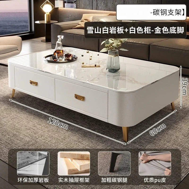Luxury Marble Effect Coffee Tables Modern Design Square Storage Coffee Tables Minimalist Aesthetic Stolik Kawowy Home Furniture