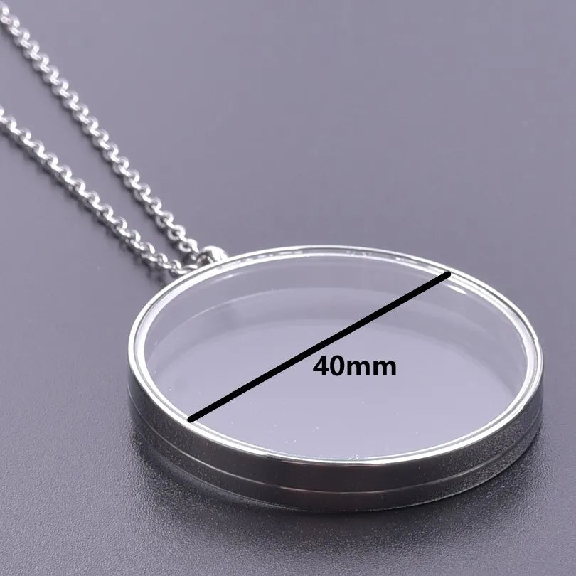 1Pc Inner Size 10-40mm Round Glass Memory Coin Holder Locket Pendant Necklaces Floating Living Relicario Collares Jewelry Bulk