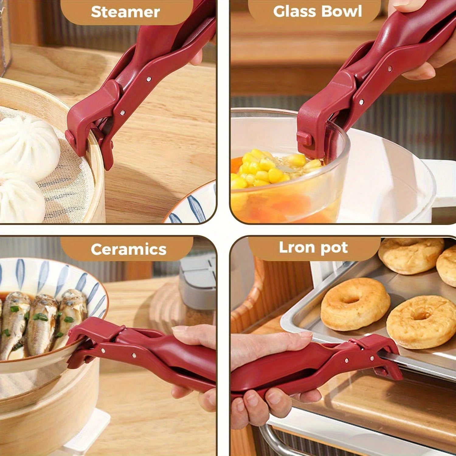 2/1Pcs Anti-Scald Clips Hot Dish Plate Gripper Kitchen Non-slip Bowls Clamp Holder for Frying Pans Air Fryer Steamers Oven