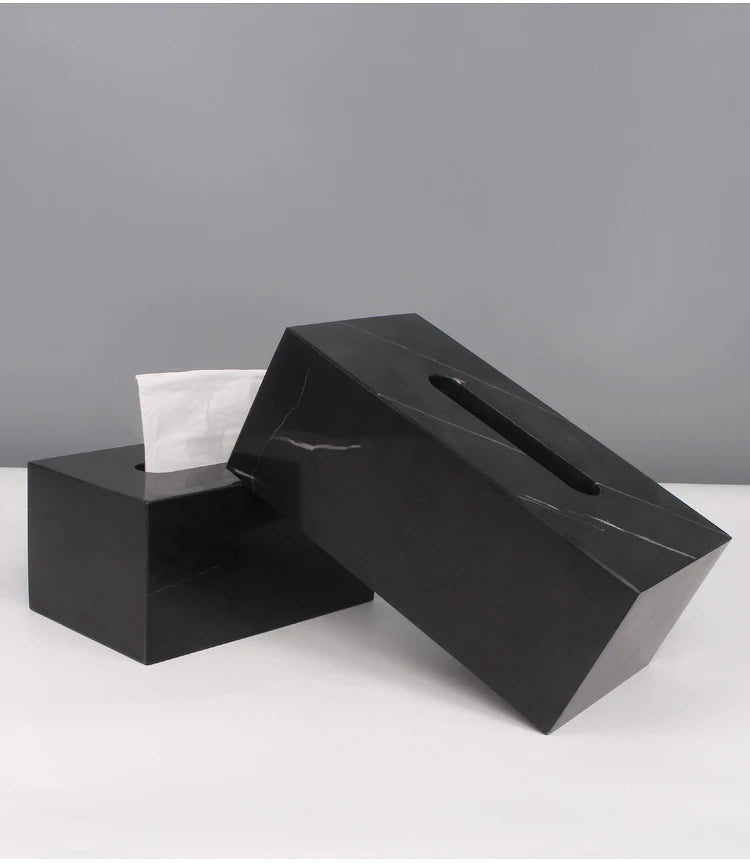 Factory Outlet 25x14x10CM Cuboid Natural Marble Stone Big Tissue Box Storage Organization Case