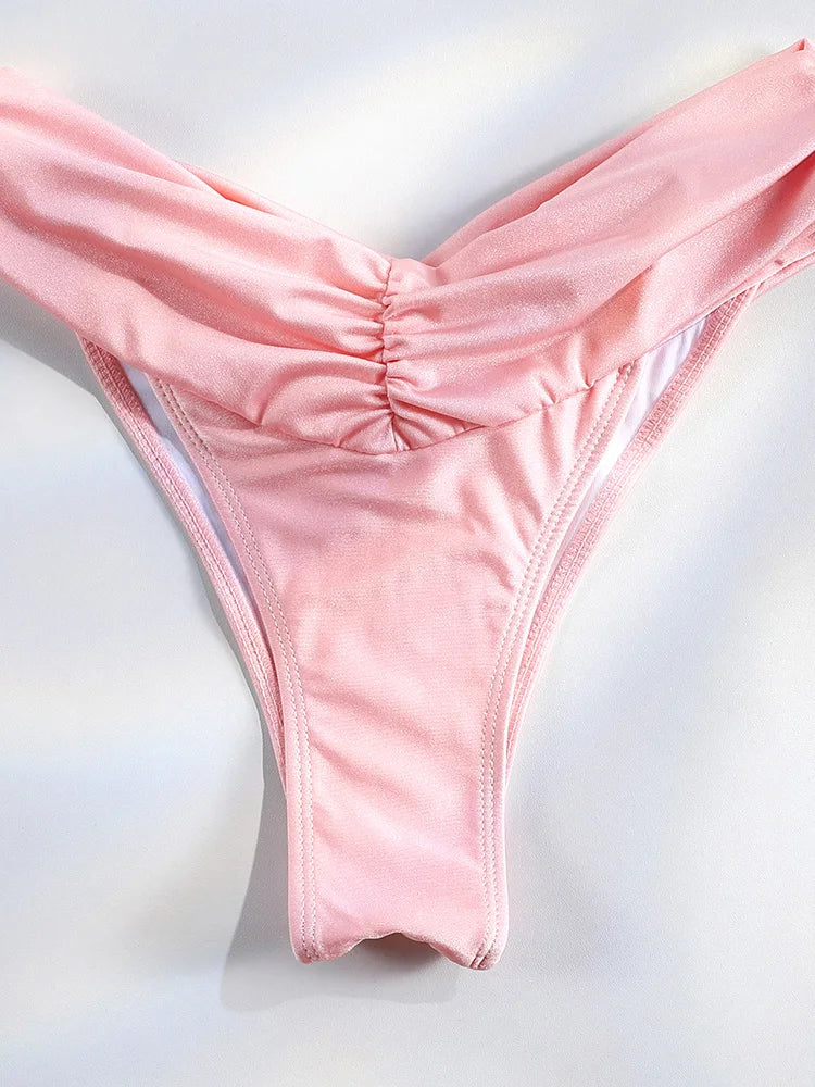 Sexy Folds Bikini Set Solid Micro Bikinis Women Swimsuit Female Triangle Swimwear Beach Wear Bathing Suit