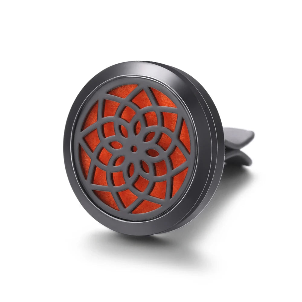 New Car Air Freshener Diffuser Clip Black Hollow Pattern Aromatherapy Lockets Essential Oil Perfume Pendant Car Ornaments Gift