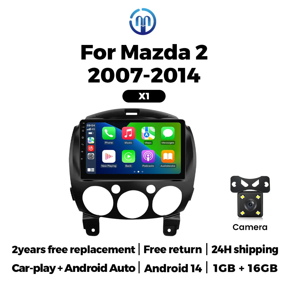 For MAZDA 2 Mazda2 2007-2014 Wireless CarPlay Android Auto Head Unit 2 Din Car Radio Stereo Navi Car multimedia player display