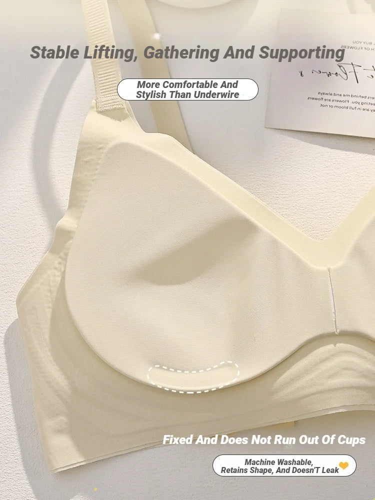 Small Breast Seamless Bra Women'S Push-Up Comfortable Non-Underwire Soft Support Closed Underwear For Women With Breasts No Rims