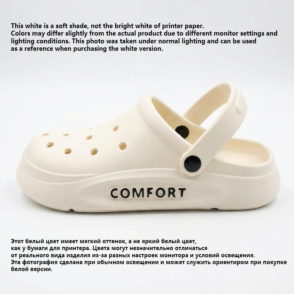 Women's Men's Slippers Summer Anti-Slip Couple Hollow Covered Toe Indoor Outdoor Casual Thick Bottom Sandals for Home Adults