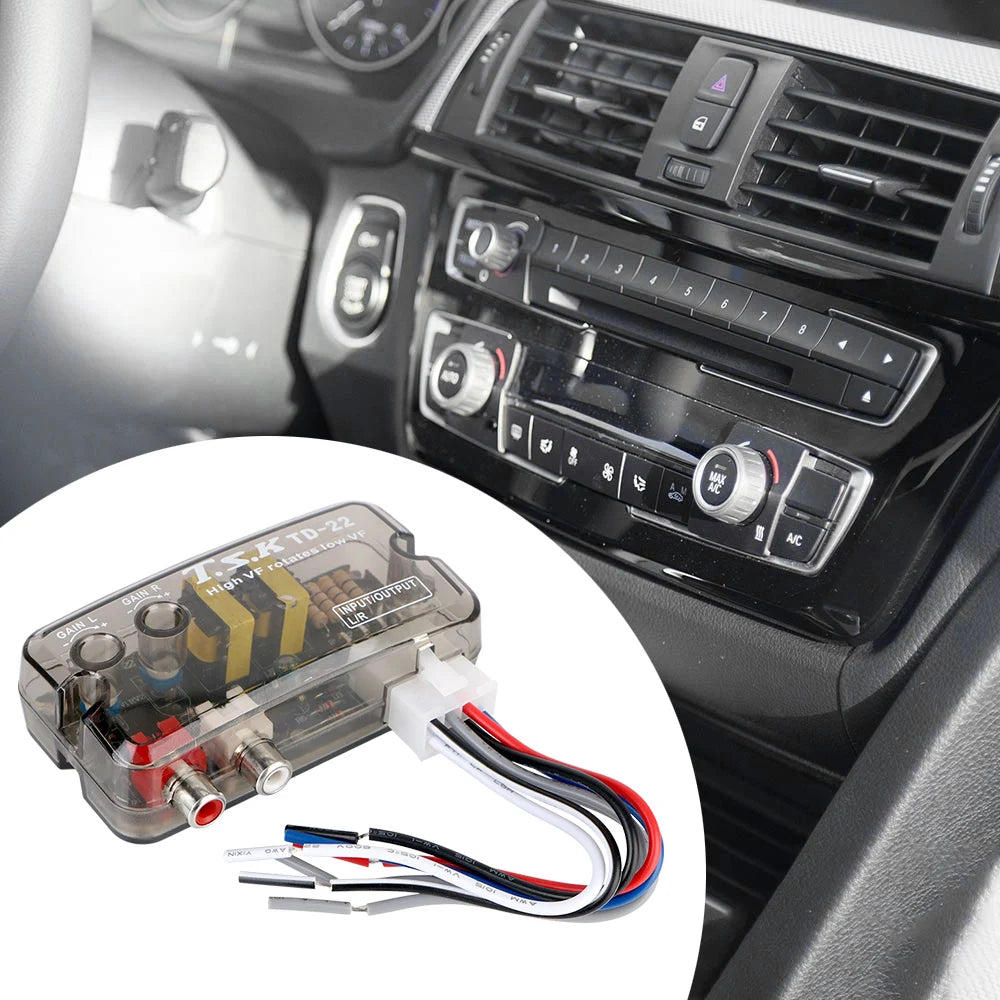 12V Converter Adapter Adjustable Frequency Line Car Subwoofer Stero Radio Converters Auto Car Audio Converter RCA Stereo