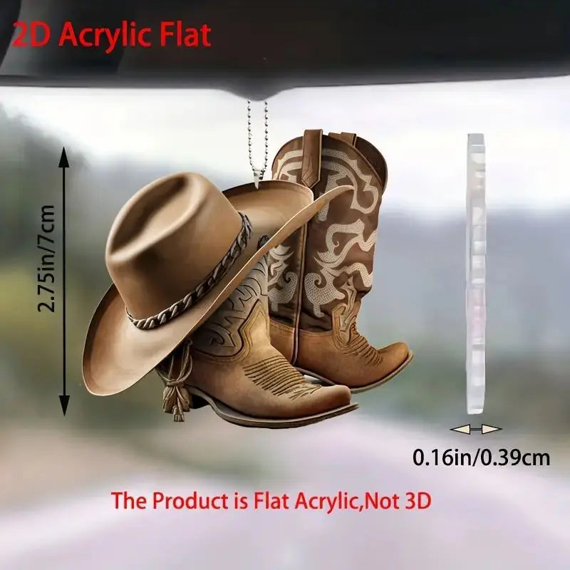 Acrylic Western Cowboy Boot Keychain Felt Hat Boot Texas Farm Saddle Wild West Keychain Backpacks Home Party Key Chain