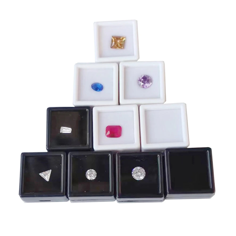 10Pcs Diamond Jewelry Organizer Gems Packaging Box DIY Disamond Ring Jewllery Storage Case 3CM Gemstone Zirconia Gift Box
