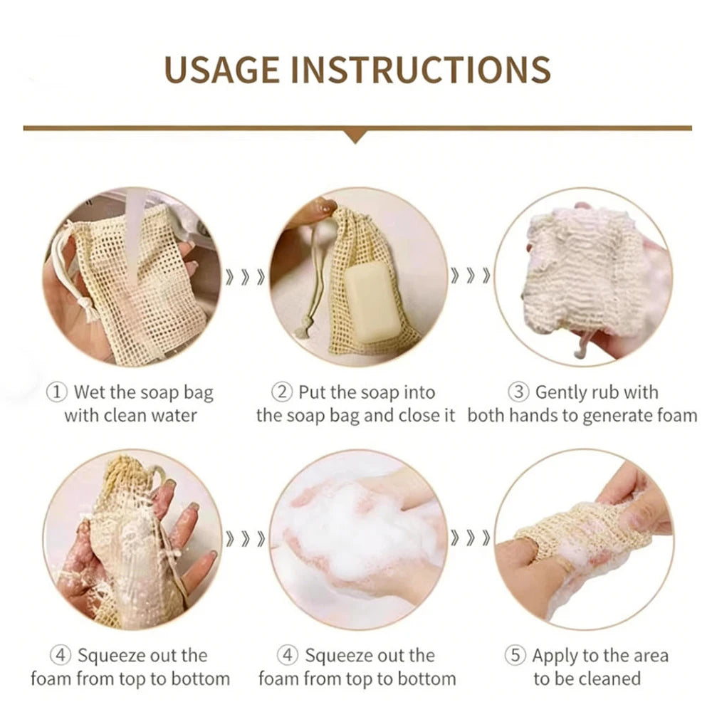 Natural Cotton Soap Saver Bag, 3 Pieces Eco-friendly Handmade lathering Cotton Mesh Soap Pouch For Body Cleansing Skincare