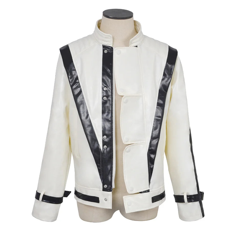 Michael Jackson cosplay red leather jacket cosplay costume Halloween stage performance outfit men's top