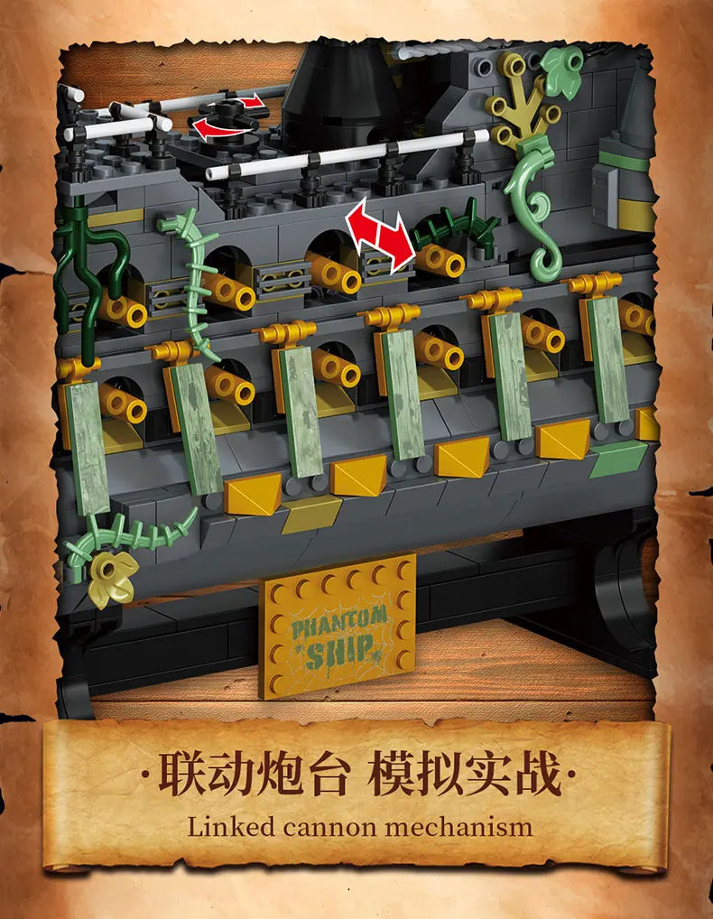 2434pcs Pirate Ship Building Blocks, Flying Dutchman Bricks Set, Educational STEM Toys for Boys, Creative Gift for Kids