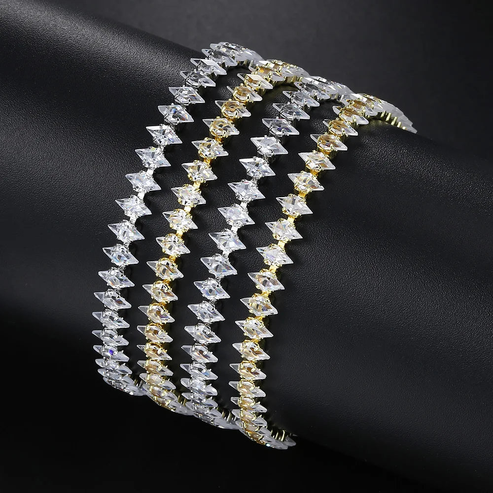 Luxury Dainty Tennis Bracelet for Women Silver Color Sparkling Cubic Zircon Stackable Chain Crystal Banquet Wedding Jewelry H085