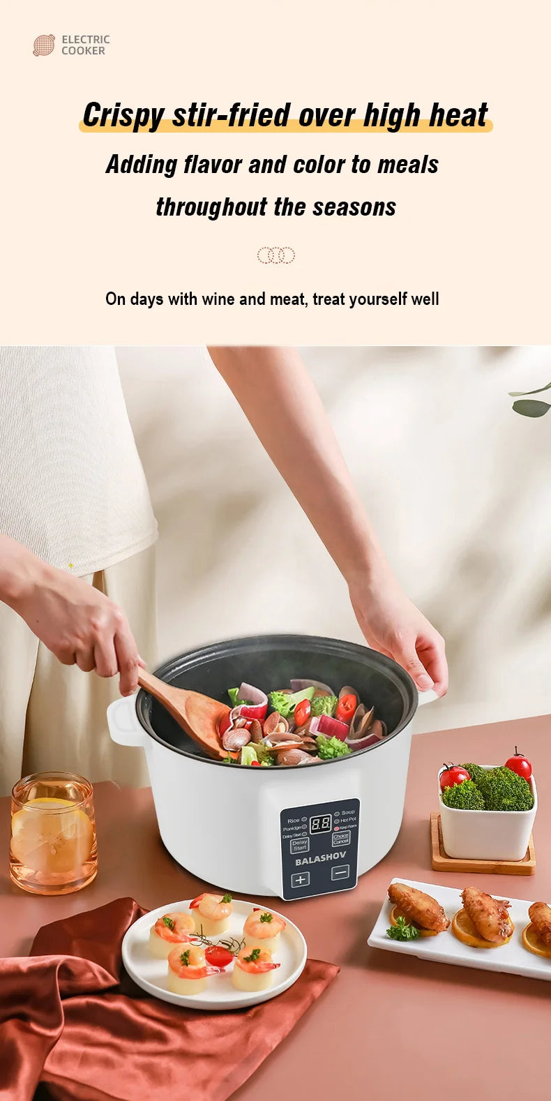 220V Household Multi Cookers 3.5L Electric Cooker Non-stick Cooking pot Hot Pot Smart Rice cooker Cooking Appliances