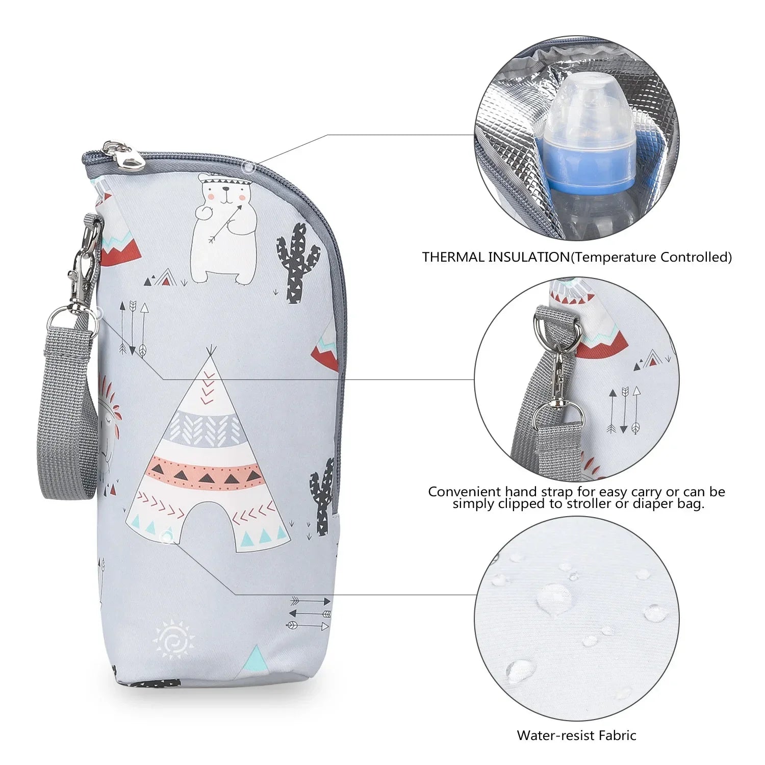 Baby Bottle Insulation Bag Universal Aluminum Film Portable Zipper Drink Baby Winter Travel Storage Bag Cup Cover