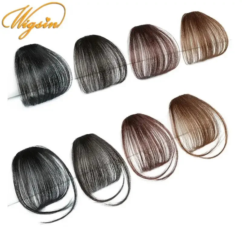 WIGSIN Synthetic Clip In Air Bangs Hair Extensions Short Straight Hairpiece Wig For Women Daily Use Hair Accessories