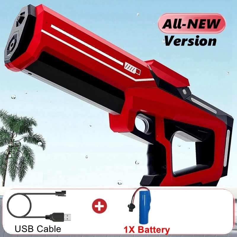 Electric Water Blaster Gun Children Automatic Water Pistol WaterGun with Led Light Summer Outdoor Game Party Toy for Adults Kids