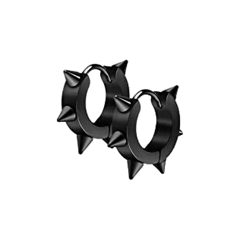 Clearance_1 Pairs Stainless Steel Hinged Hoop Earrings For Men, Punk Spike Earrings_Continuous updates