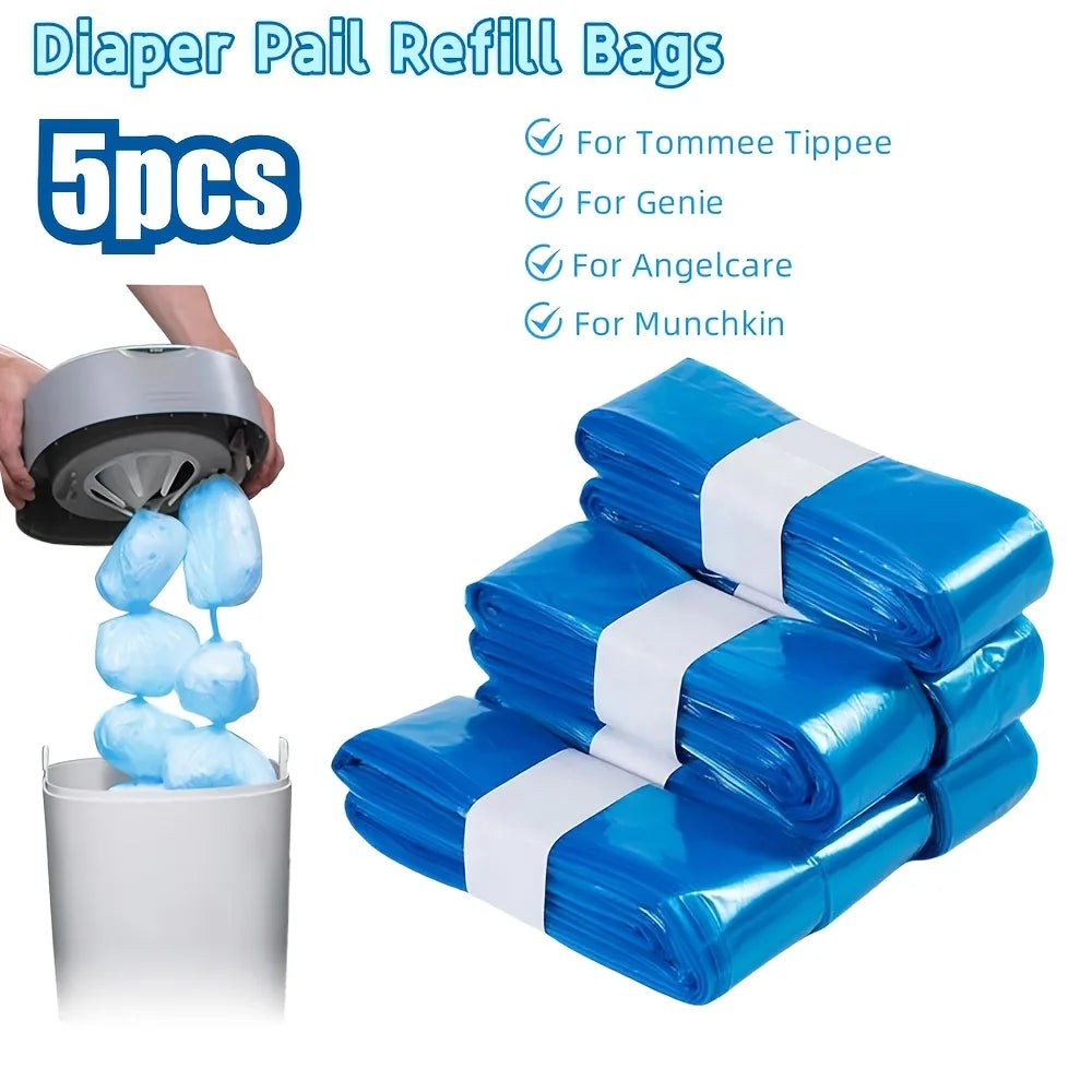 5pcs 22.5m Thickened Deodorizing Diaper Pail Refill Cores for Diapers Pet Waste Universal Fit Tommee Tippee Most Pails