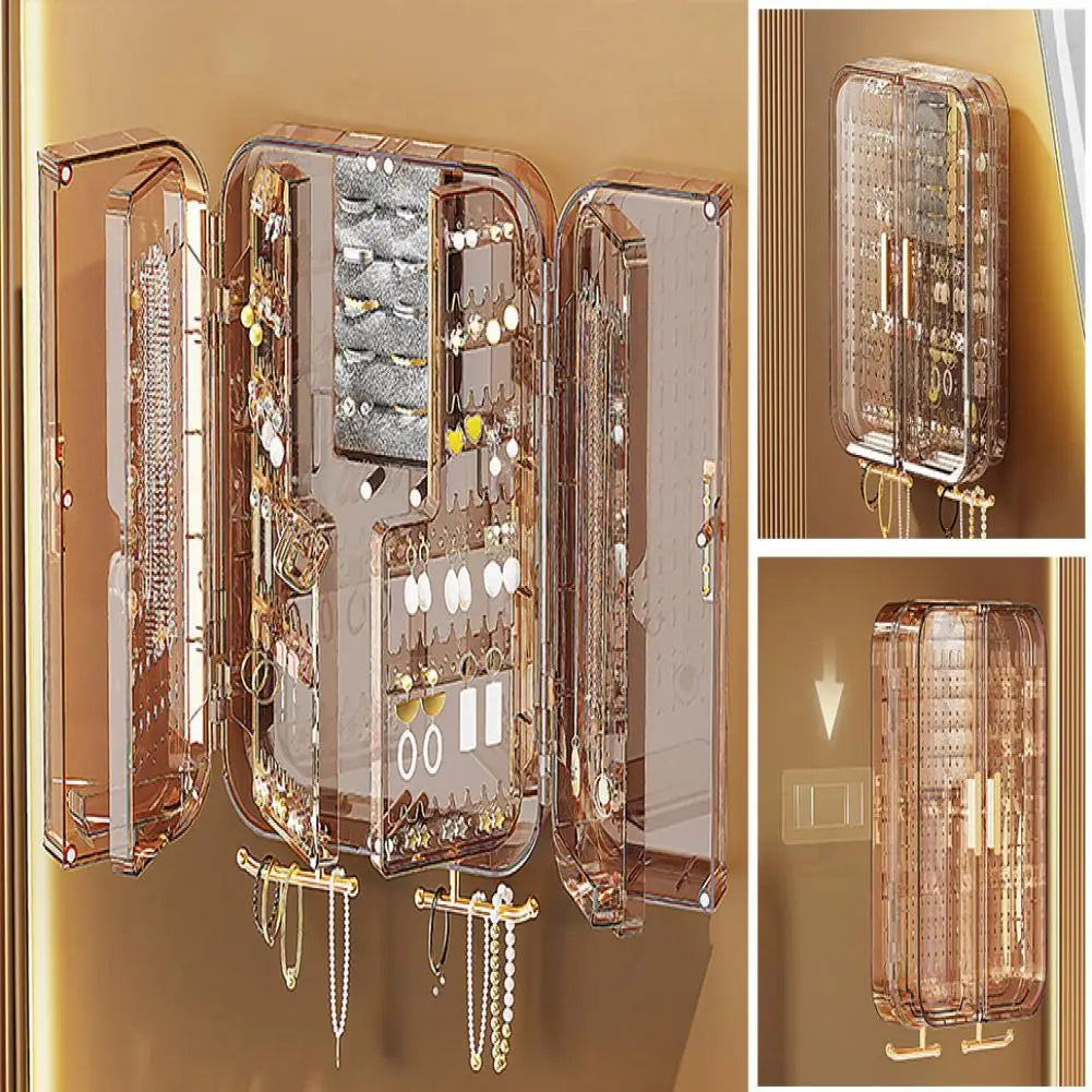 Jewelry Storage Box Jewelry Accessories Shelf Transparent Wall Mounted Jewelry Organizer Earrings Necklaces Rings Display Stand