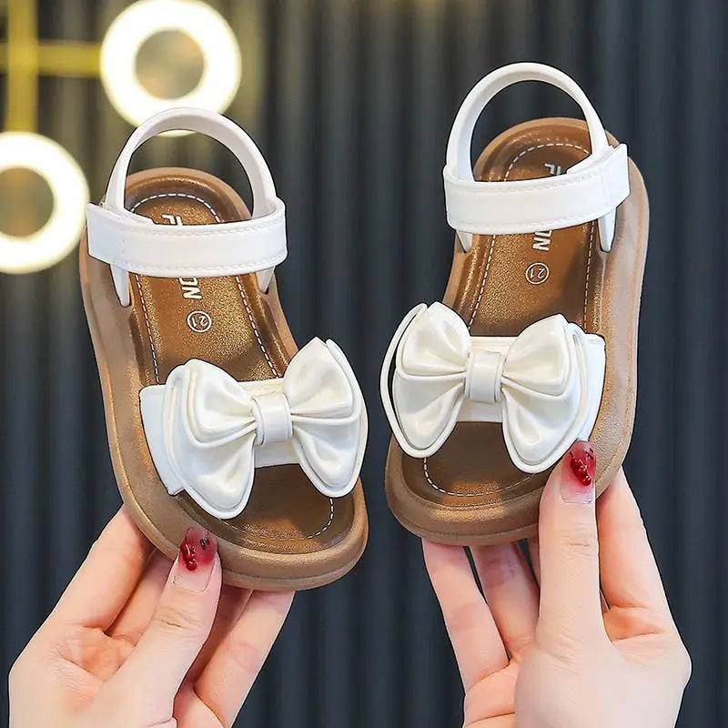 New Fashionable Girls Sandals Summer Bow Princess Sandals 3-14 Years Old Students Children Outside Wearing Versatile Sandals
