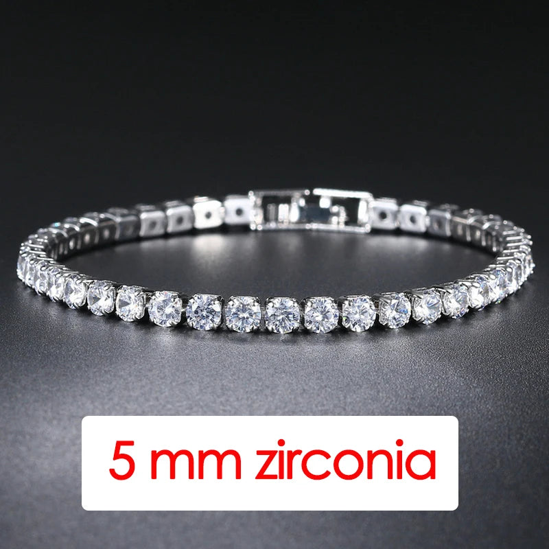 Hip Hop Iced Out 3/4/5mm Crystal Tennis Bracelet for Men Homme Punk Zirconia Women's Chain on Hand Streetwear Trendy Jewelry