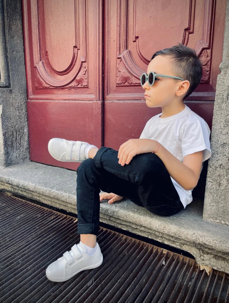 HOBIBEAR Kids Barefoot Shoes Little/Big/Kid Wide Toe Minimalist Sneakers Lightweight Hook Loop Artificial Leather Shoes