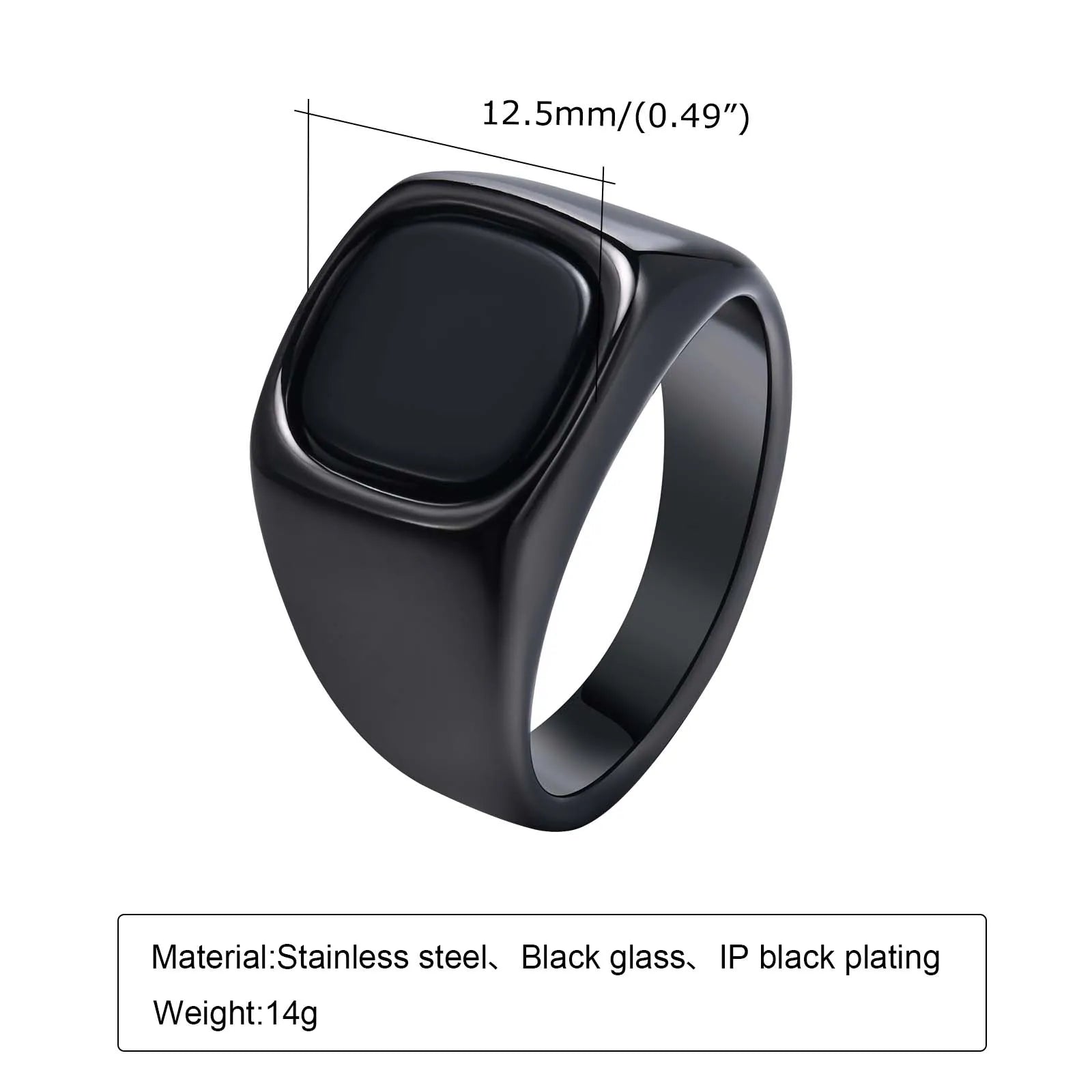 Men's High-Quality Stainless Steel Square Signet Ring with Black Glass And Natural Tiger Eye Stone - Fashion Classic Jewelry