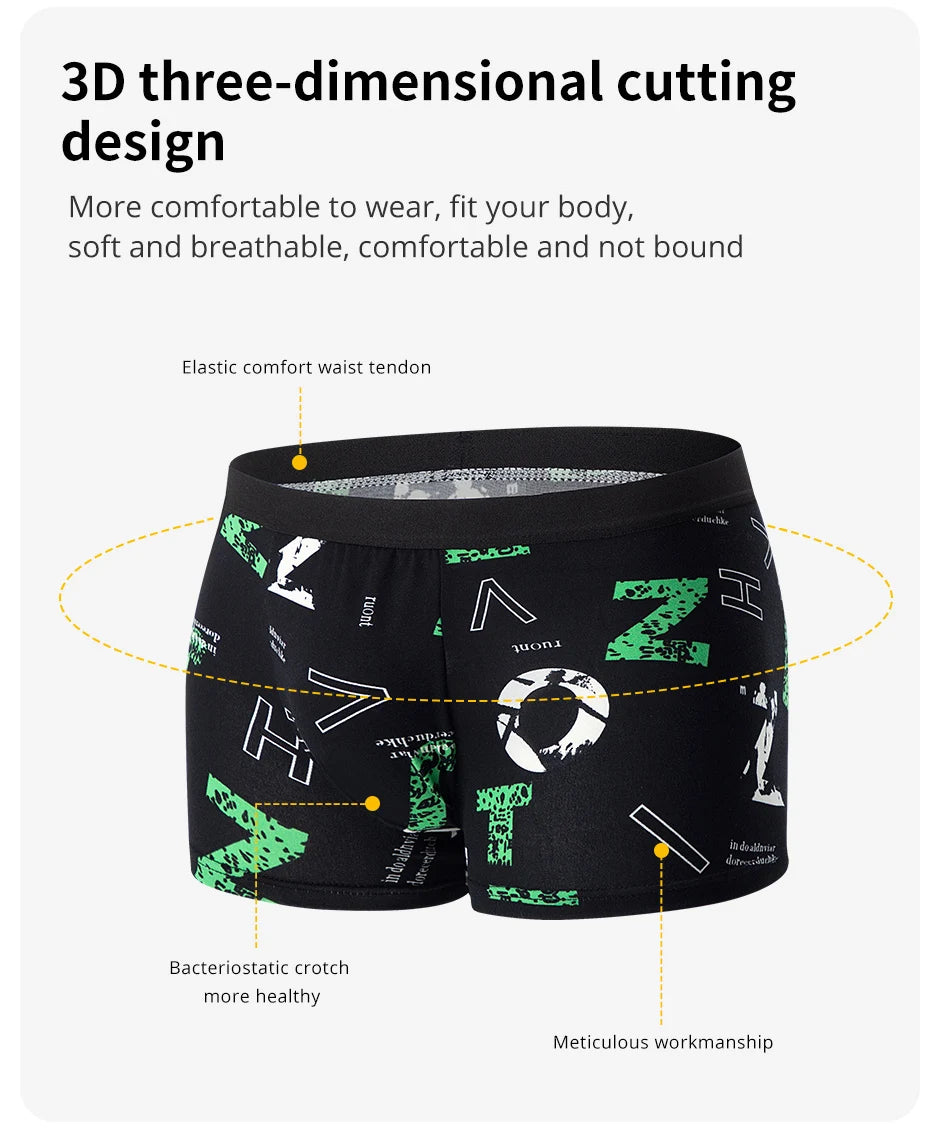 4/10piece Men's European And American Size Printed Fashionable Underwear Comfortable Plus Size Boxer Shorts Casual Sports Shorts