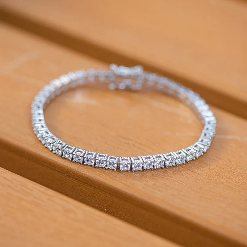 S925 Sterling Silver High Quality Fashionable  D Color VVS1 Full Moissanite Tennis Bracelet for Women Wedding Engagement Jewelry