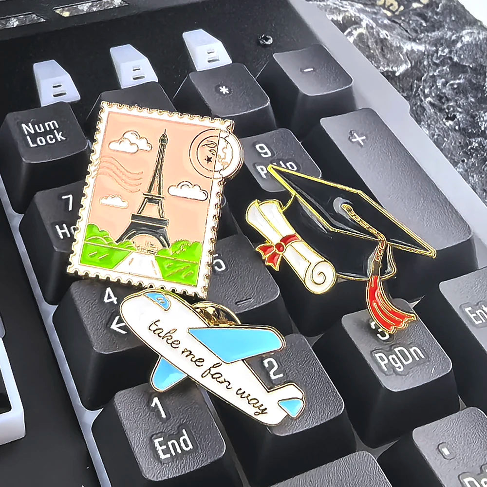Cartoon Plane Earth Adventure Travel Life Enamel Pin Brooch Cartoon Women Men Denim Jackets Lapel Backpack Badges Accessories