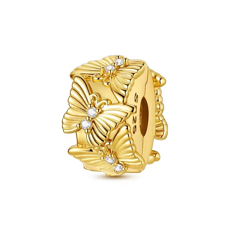 Hot Sales 925 Sterling Silver Golden Series Charms Beads Cross Devil's Eye Bow Charms Pendant Fit Original Bracelet DIY Jewelry