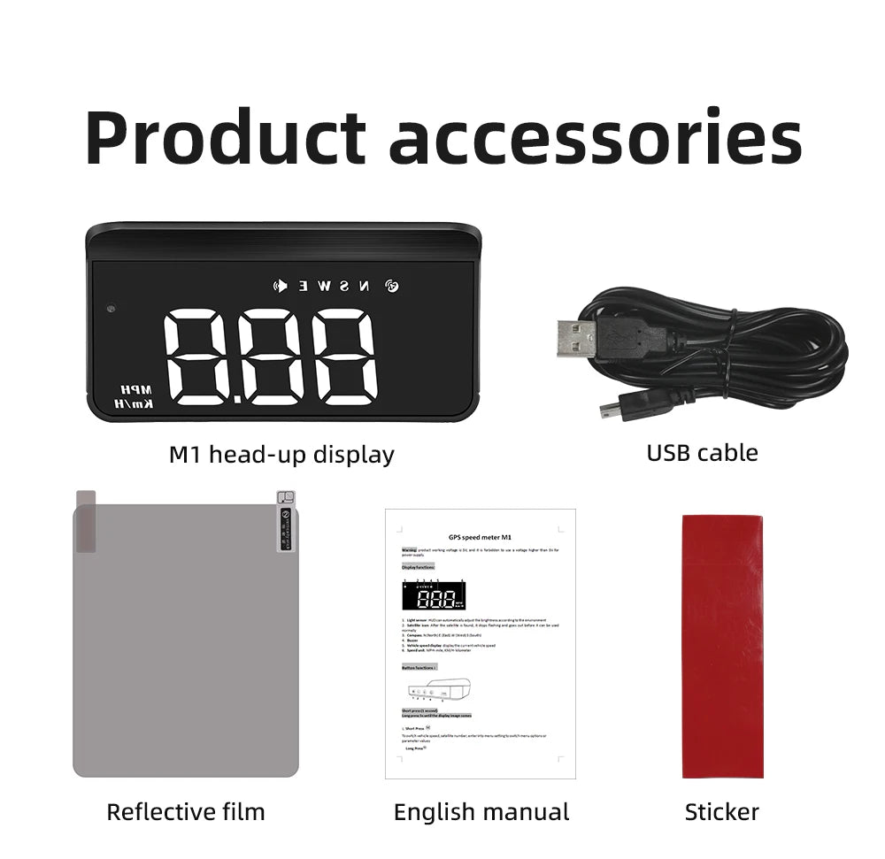 M3 OBD2 HUD / M1 GPS Head Up Display Auto Projection GPS Speedometer Digital Car Accessories Glass Projector Display HUD Alarm