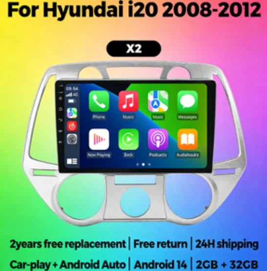 MEKEDE Android 15 Autoradio Head Unit 2 Din Car Radio Stereo Navigation Carplay For Hyundai i20 2008-2012 Car multimedia player