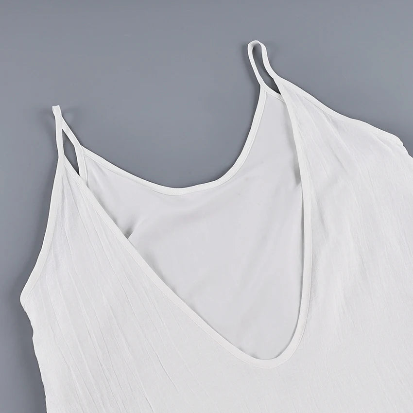HiLoc Casual Loose White Long Dress Robe 2025 New Summer V Neck Dresses For Women Spring Sleeveless Straight Robes Nightgown