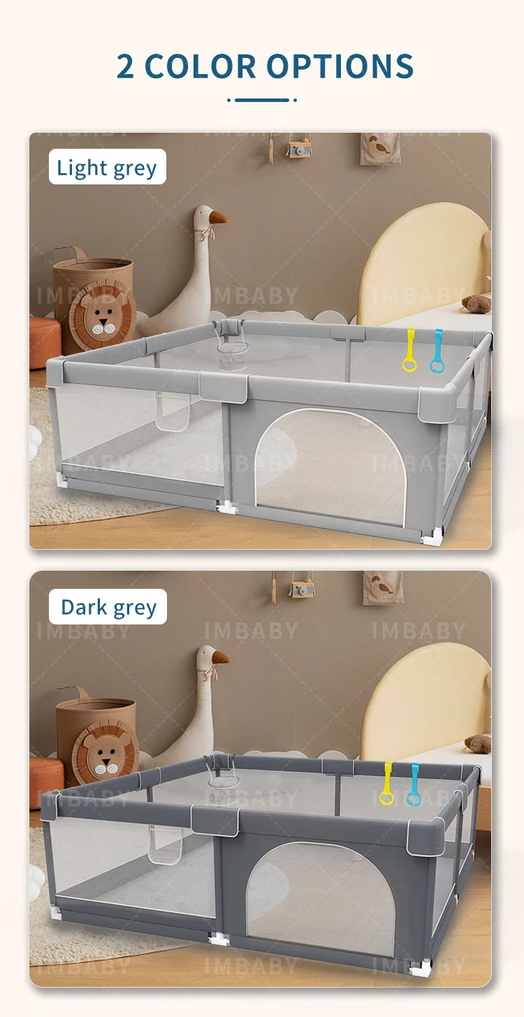 IMBABY Baby Playground 150x180cm Baby Playpen Grey Children's Fence Box with Protective Angle Game Playpen for Children Activity