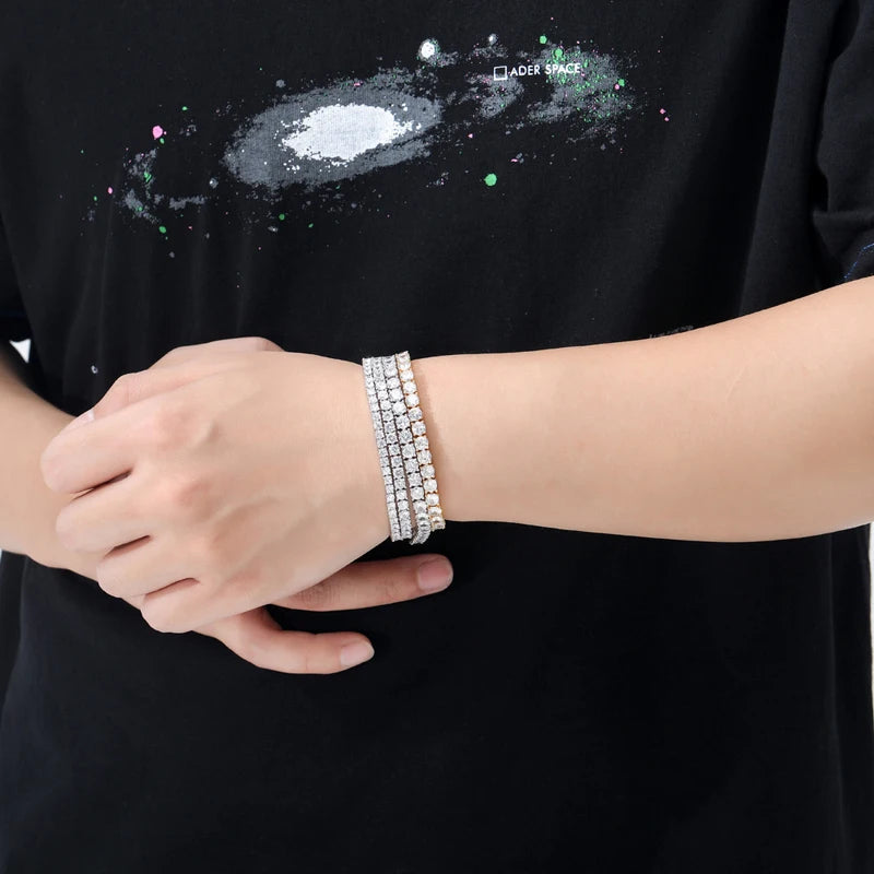 Hip Hop Iced Out 3/4/5mm Crystal Tennis Bracelet for Men Homme Punk Zirconia Women's Chain on Hand Streetwear Trendy Jewelry