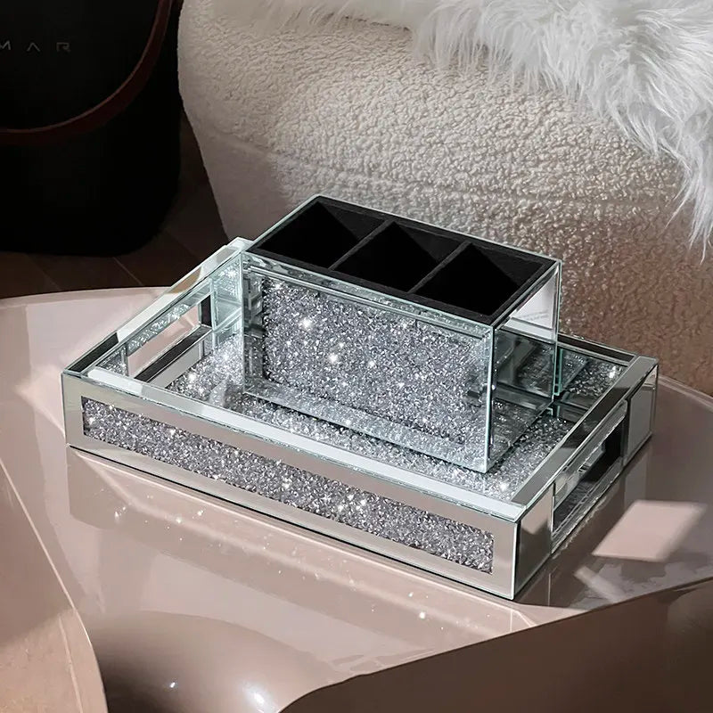 Luxury-inspired desktop skincare organizer, vanity perfume tray, and key holder