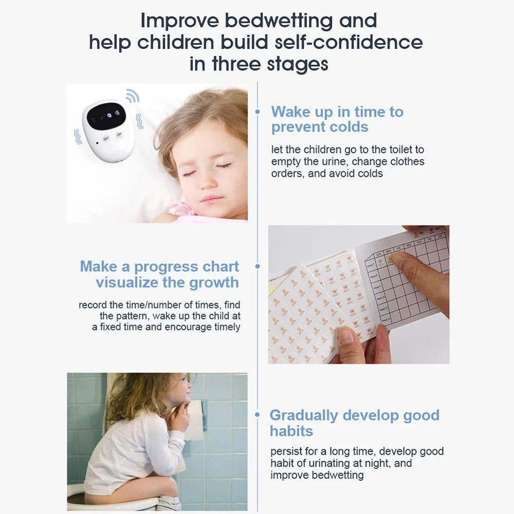 Wireless Bedwetting Alarm Pee Alarm for Boys Grils Kids Potty Training Elder Care 10-20M Range Vibration Sound Reminding
