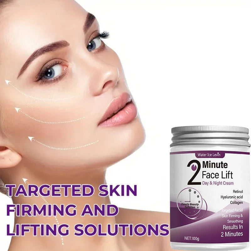 2-Minute Facial Lift Day & Night Cream with Retinol, Hyaluronic Acid & Collagen - Moisturizing Lotion Suitable for All Light Skin Tones, Fragrance-Free, Absorbs in 2 Minutes