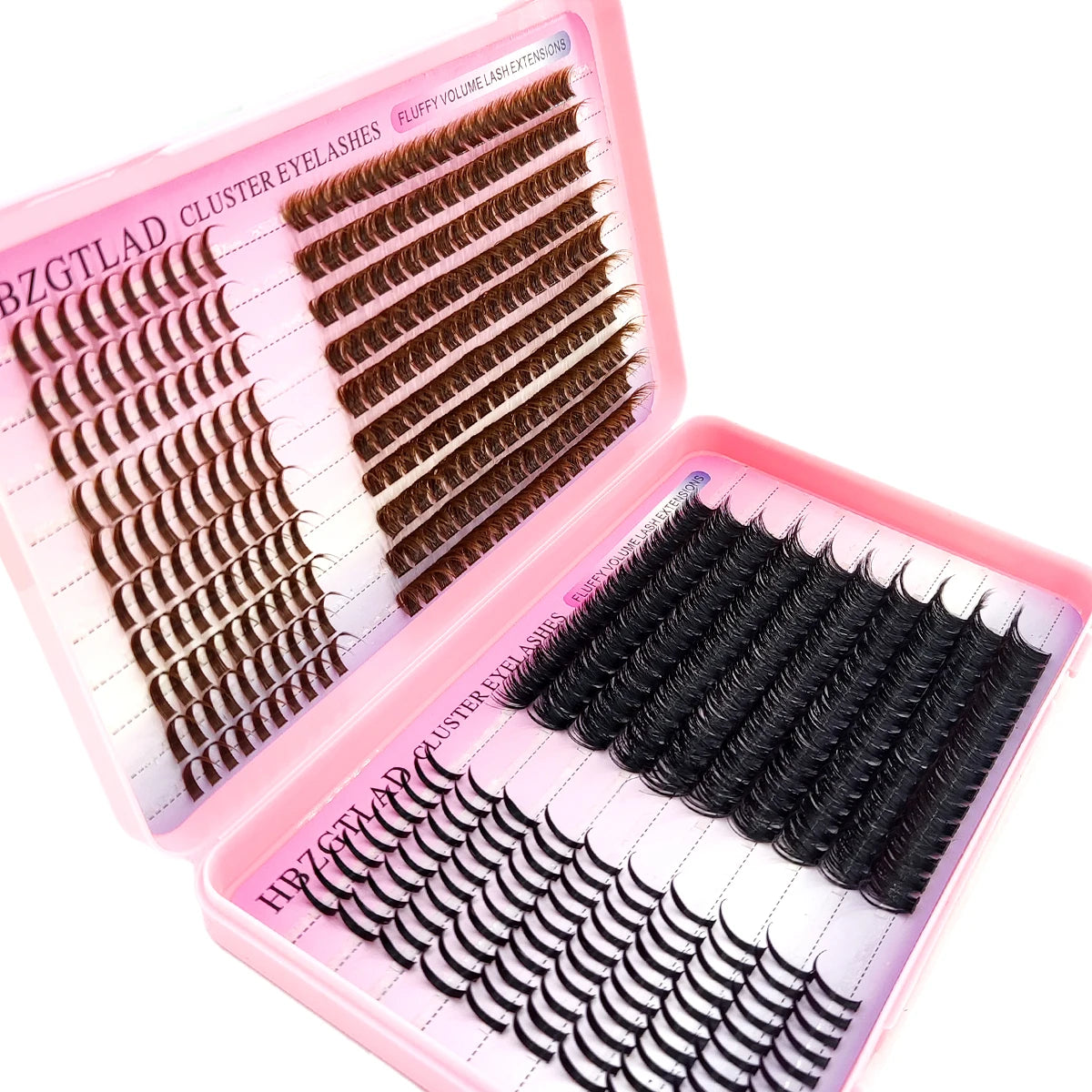 HBZGTLAD Black and Brown Eyelash Clusters 60D-160D Bottom+Spike Clusters Cute Manga Flash Clusters Extended Edition with Spike E