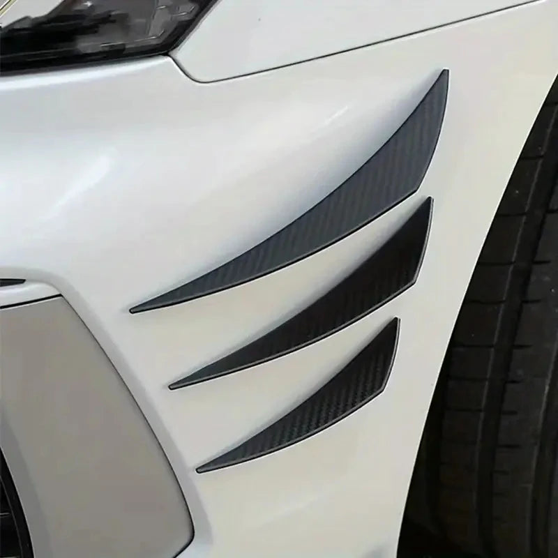 6pc Universal Car Modification Wind Knife Carbon Fiber Pattern Bumper Diffuser Splitter Fins Body Spoiler Canards Exterior Parts