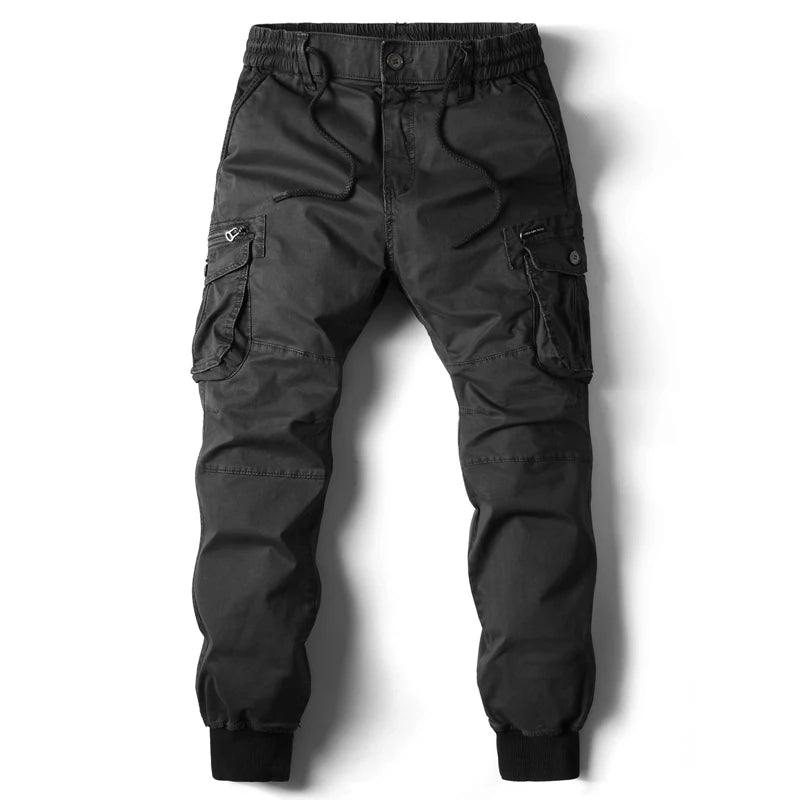 New Cotton Men Cargo Pants Khaki Casual Men Tactical Joggers Cargo Multi-Pocket Fashion Black Army Light gray Trousers Work Wear
