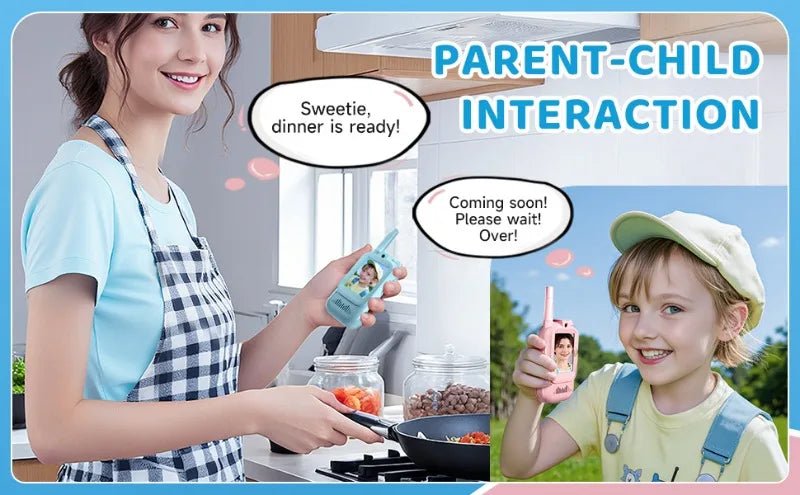 2PCS Kids Video Walkie Talkies USB Charging Indoor and Outdoor High Definition Intercom Children's Toys Birthday Gifts Ages 3-12
