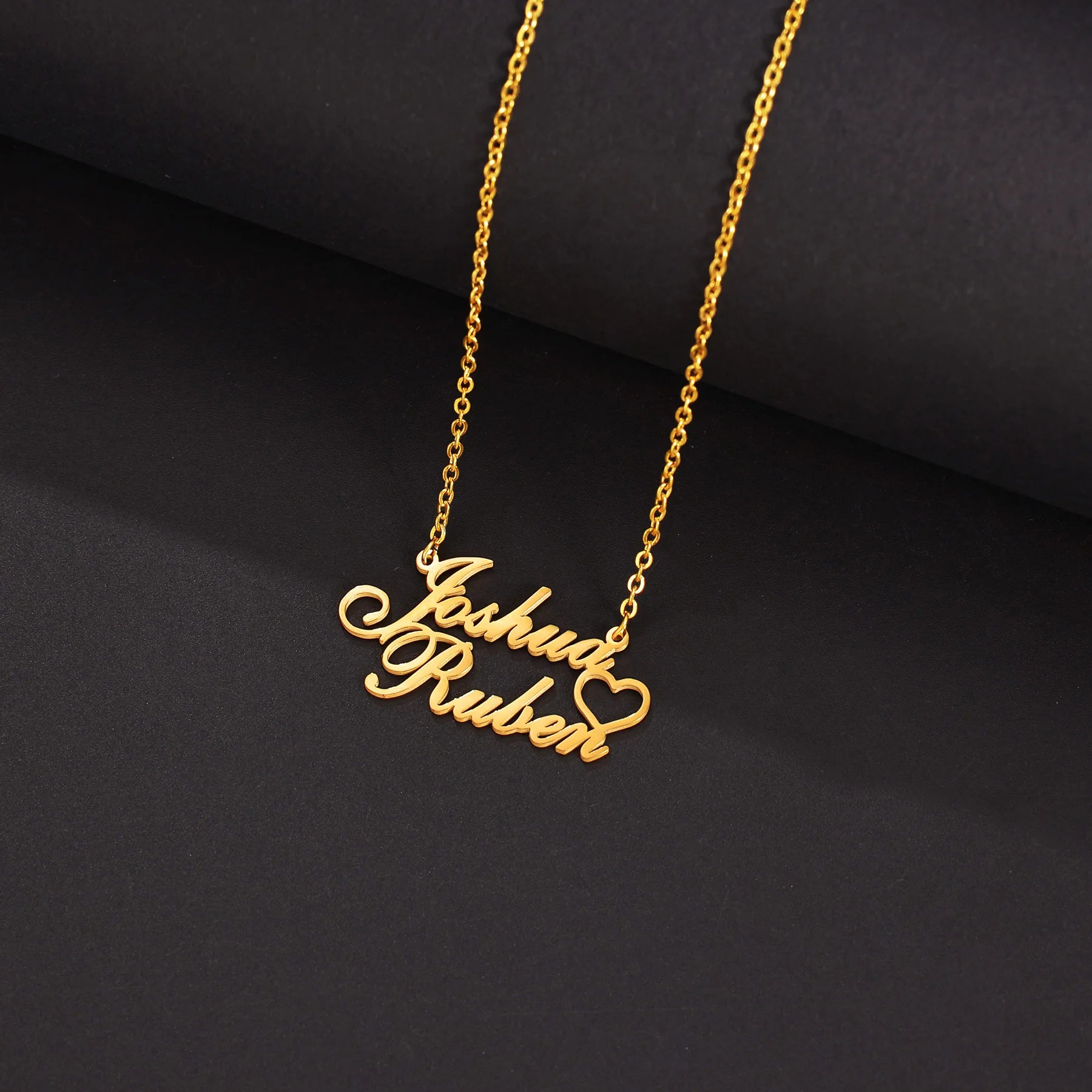 Atoztide Personalized Custom 2 Names Pendant Necklace for Women Stainless Steel Stone Heart Fashion Christmas Jewelry Gift