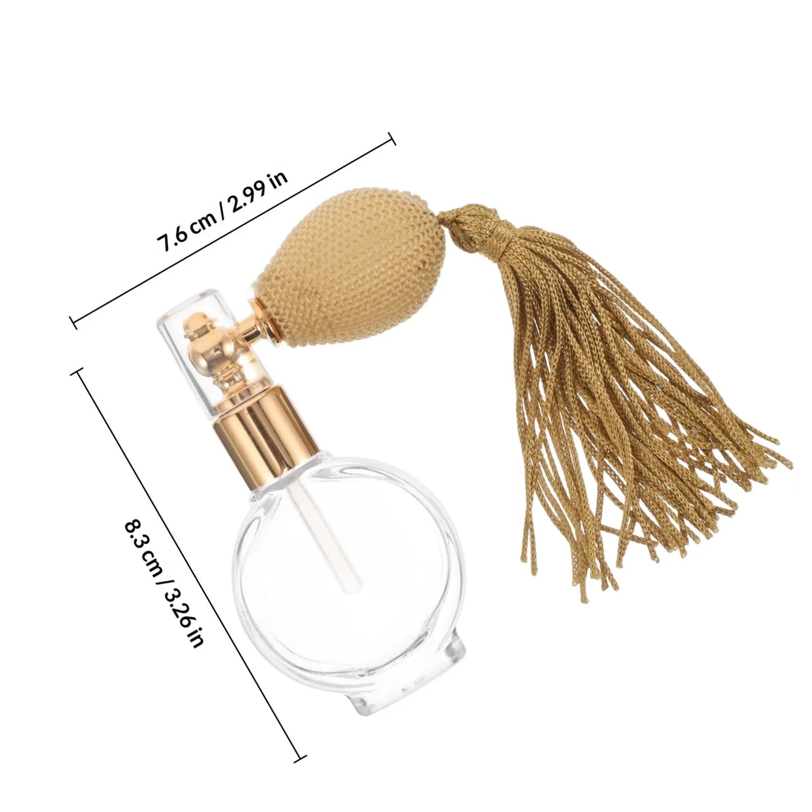 Small Vintage-Inspired Refillable Glass Spray Bottle Bulb Atomizer with Tassel Fine Mist Perfume Dispenser for Travel Body