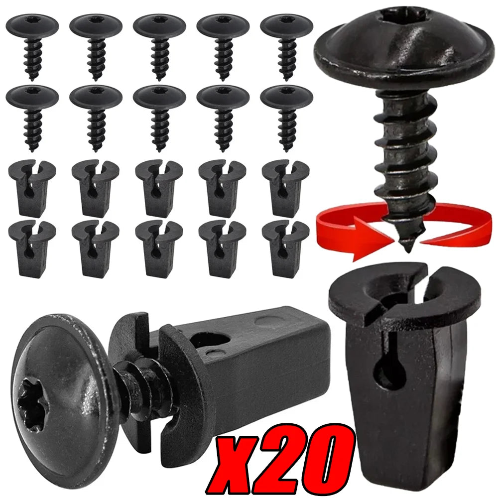 10/20Pairs Car Self Tapping Screws Engine Clamps Torx Screw Bolt Bumper Arch Mud Flaps Splash Guards Undertray Trim Fixing
