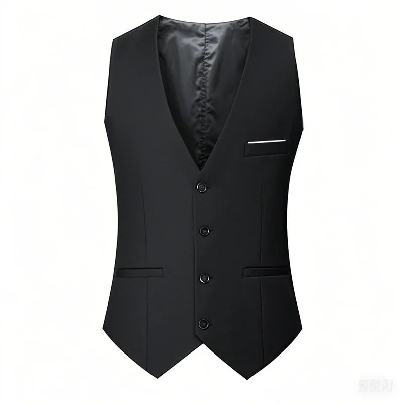 High Quality Men Suit Vest Waistcoat Business Casual Slim Groom Groomsman Wedding Men's Dress Blazer Vests Formal Party Dress