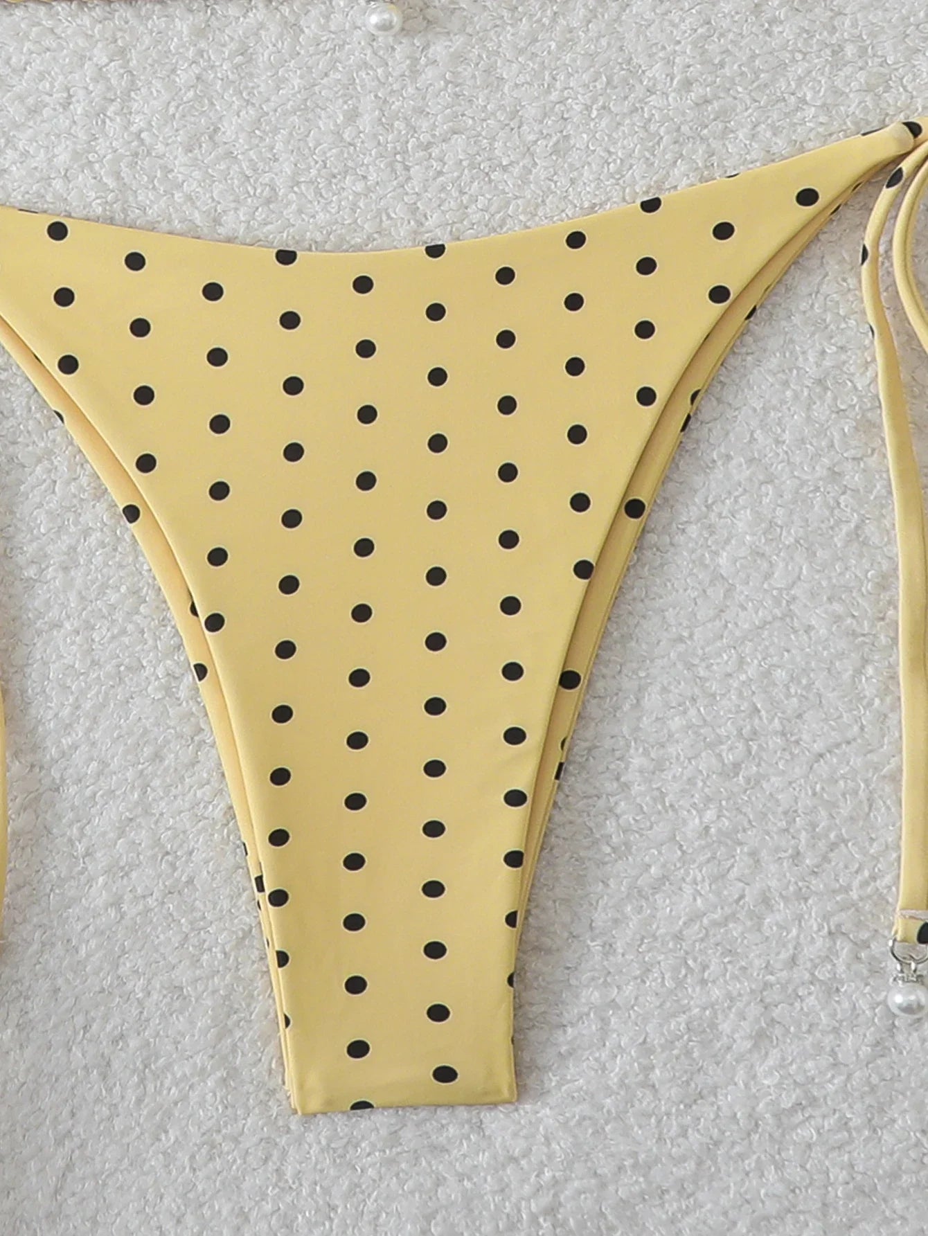 Women's Sexy Polka Dot Halter Bikini Set Lace-Up Low Waist Two-Piece Triangle Thong Swimwear Tie On Side Brazilian Biquinis